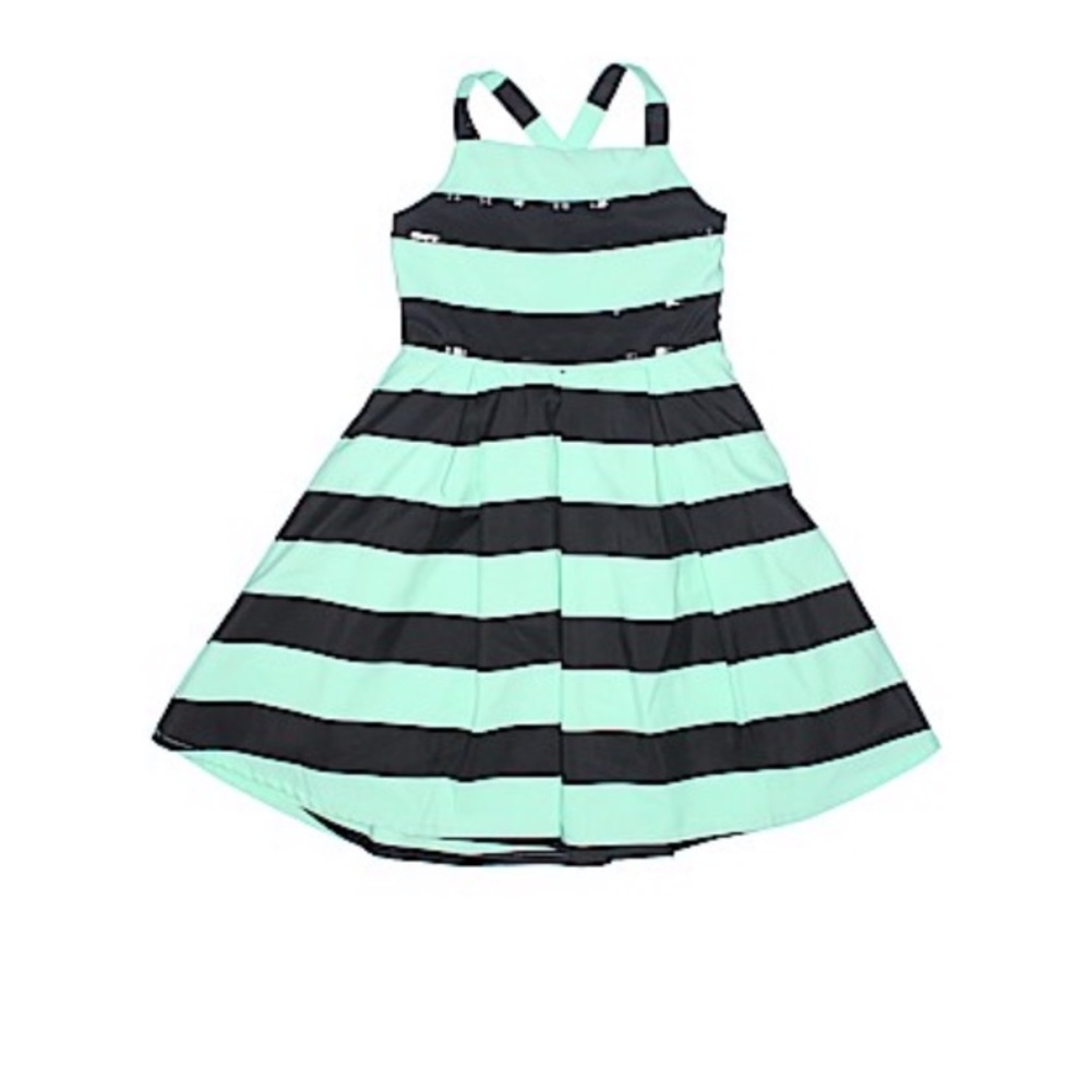 Justice mint and black striped dress.